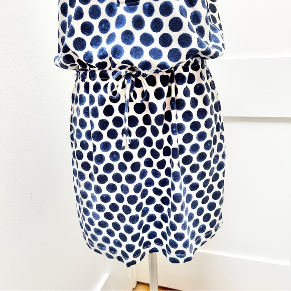 GAP Navy Polka Dot Drop Waist Drawstring Cotton Dress - Picture 3 of 10